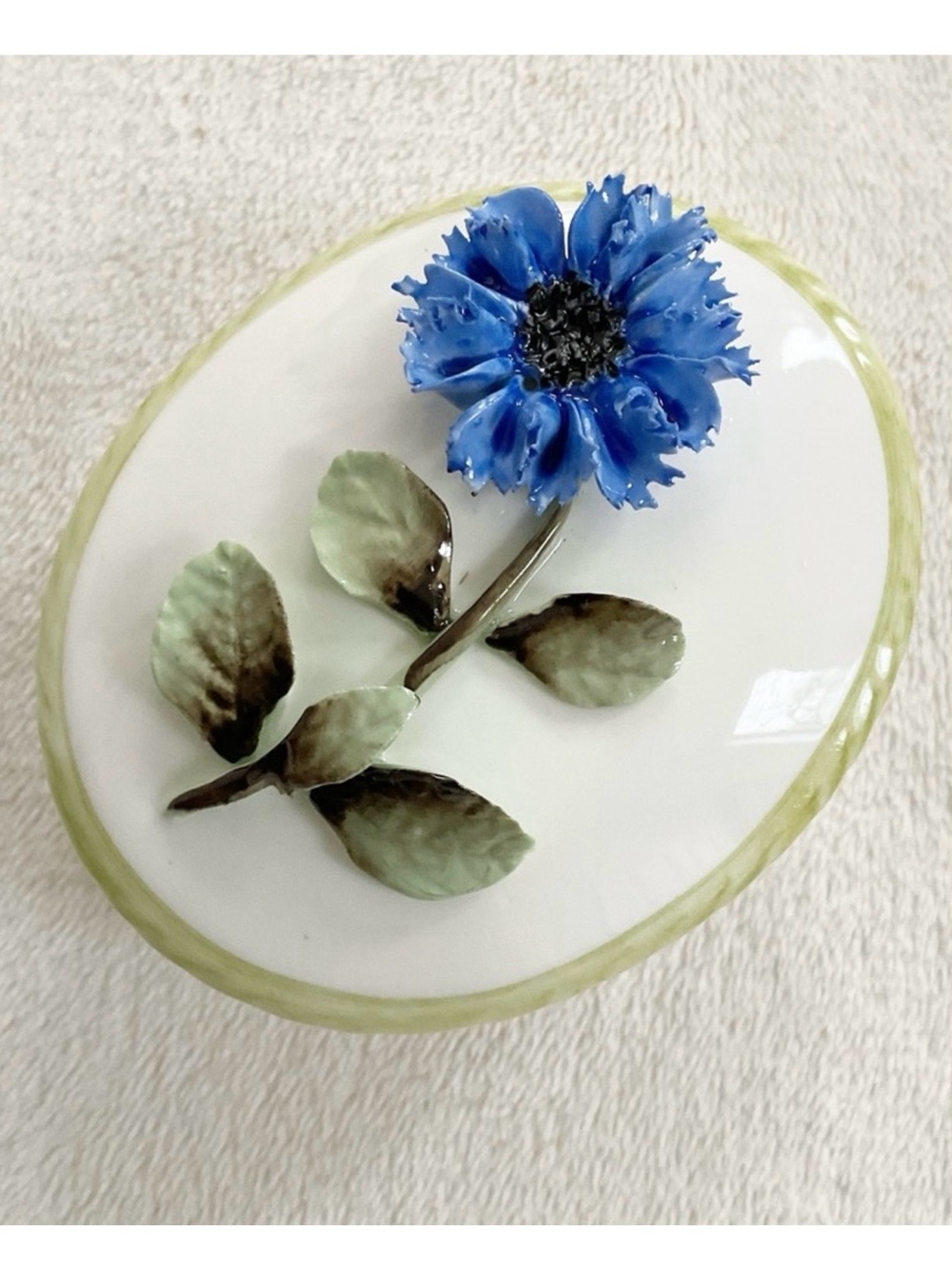 Vintage Aynsley England Bone China Cornflower Trinket Box Hand Painted